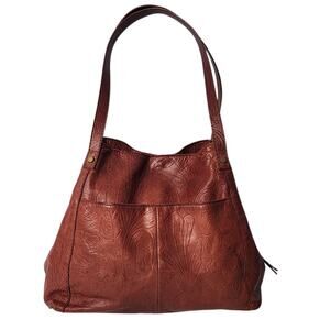 American Leather Co. Liberty Shopper Brandy Leather Purse Shoulder Bag Embossed